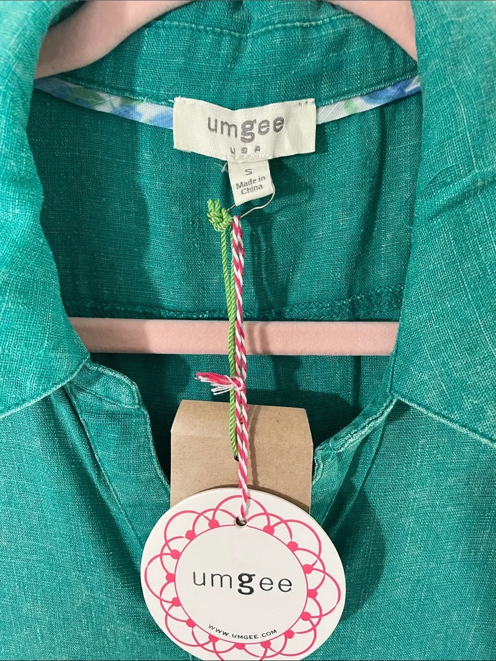 Umgee Green Button-Front Ruffle Sleeve Shirt - Picture 2 of 4